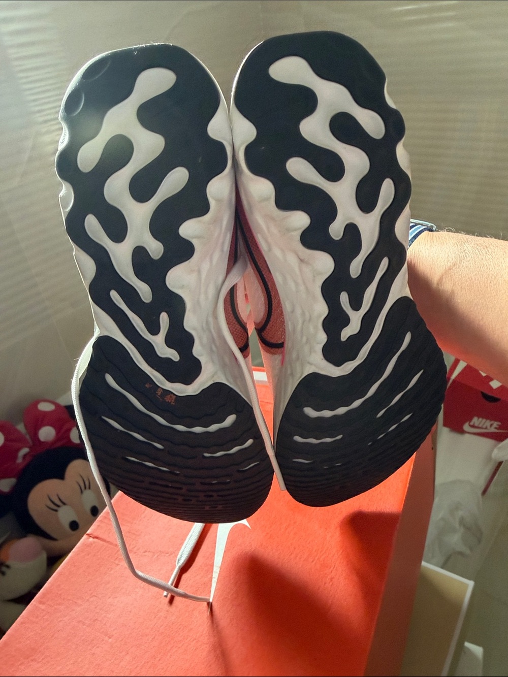 Nike Pink Knit Running Sneakers with Neon Yellow Collar and Hot Pink Accents - Picture 5 of 5